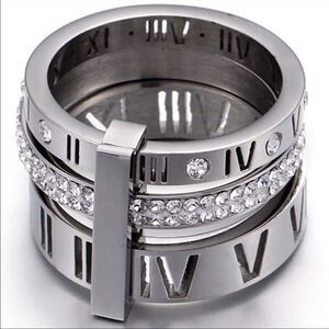 Crystal Roman Trinity Band Ring